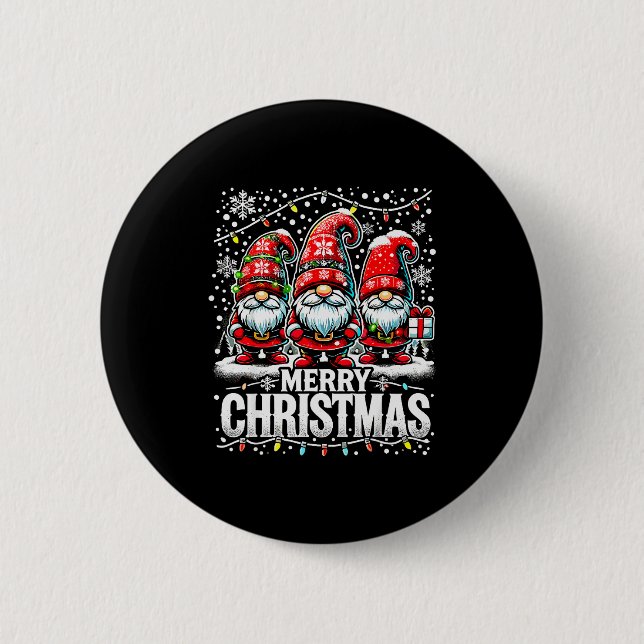 Merry Christmas Gnome Funny Family Christmas  Button (Front)