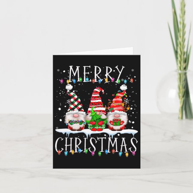 Merry Christmas Gnome Funny Family Xmas Kids Adult Card (Front)
