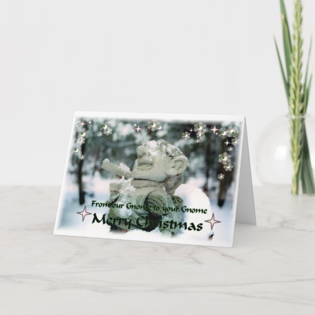 Merry Christmas Gnome Holiday Card (Front)