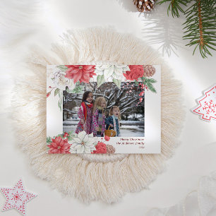 Merry Christmas Gnome Holiday Floral Photo Invitation Postcard