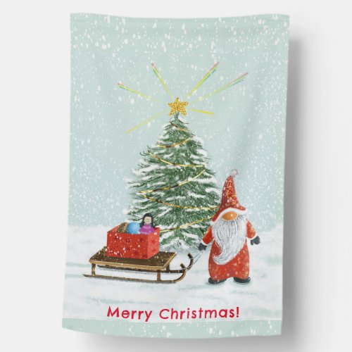 Merry Christmas Gnome House Flag