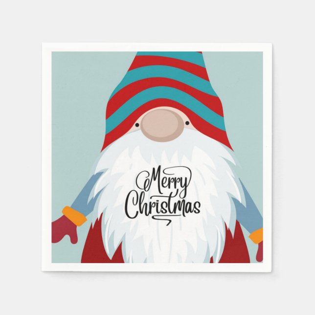 Merry Christmas Gnome Napkins (Front)
