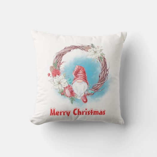 Merry Christmas Gnome on Floral Wreath