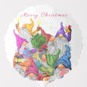 Merry Christmas Gnome Party Cartoon Drawing Funny  Balloon