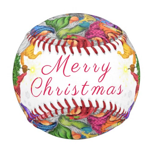 Merry Christmas Gnome Party Cartoon Drawing Funny  Baseball