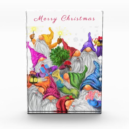 Merry Christmas Gnome Party Cartoon Drawing Funny  Photo Block
