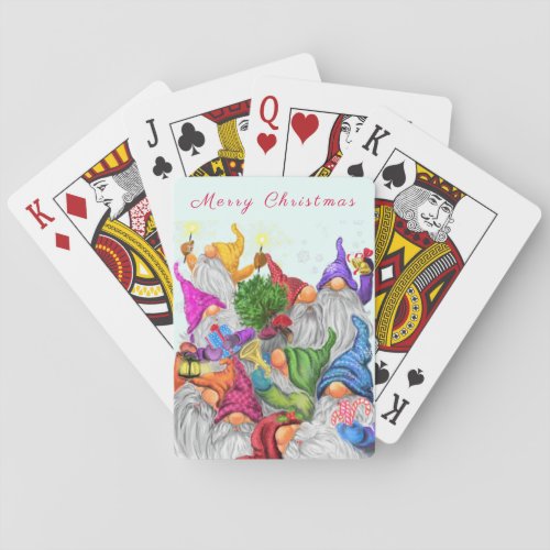 Merry Christmas Gnome Party Cartoon Drawing Funny  Poker Cards