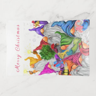 Merry Christmas Gnome Party Cartoon Drawing Funny Trinket Tray