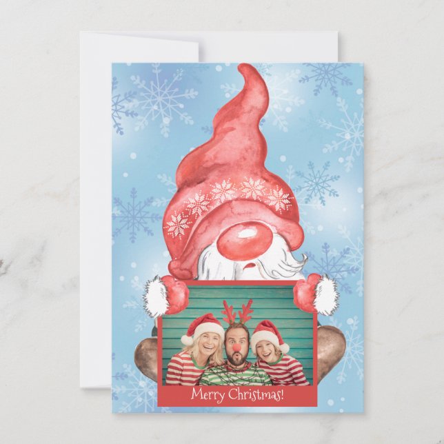 Merry Christmas Gnome Photo Personalized Christmas (Front)