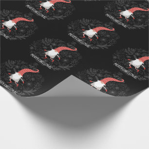 Merry Christmas Gnome Red And Black Holiday Wrapping Paper