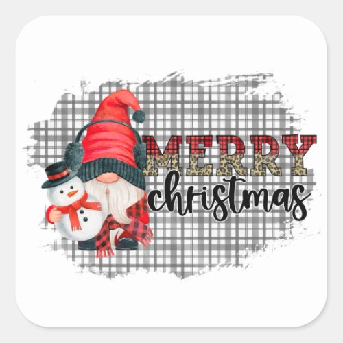 Merry Christmas Gnome  Square Sticker