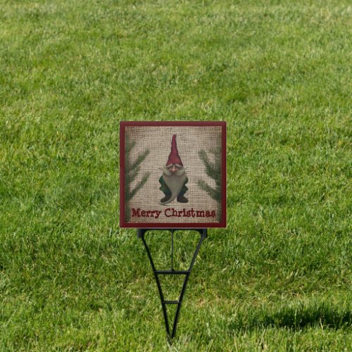 Merry Christmas Gnome Square Yard Sign