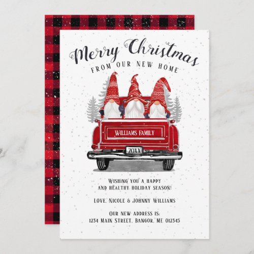Merry Christmas Gnome Vintage Red Truck Moving Announcement