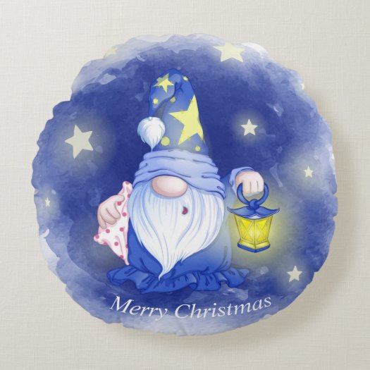 Merry Christmas Gnome with Lantern Watercolor