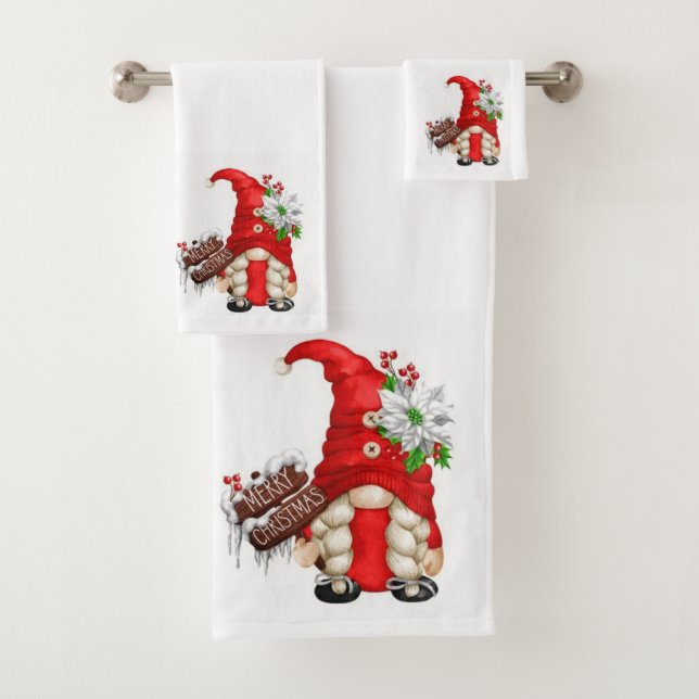 Merry Christmas Gnomes  Bath Towel Set (Insitu)