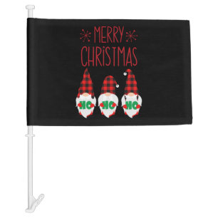 MERRY CHRISTMAS GNOMES CAR FLAG