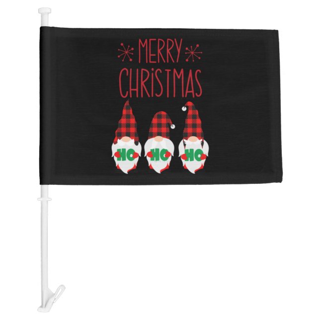 MERRY CHRISTMAS GNOMES   CAR FLAG (Front)