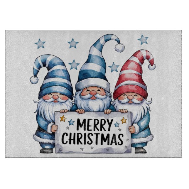 Merry Christmas Gnomes Cutting Board (Front)