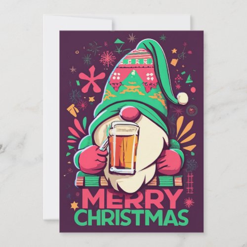 Merry Christmas gnomes drink Christmas drinks Holiday Card