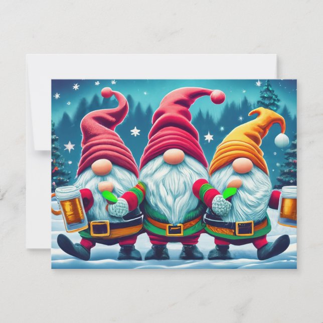 Merry Christmas, gnomes drink Christmas drinks Invitation (Front)