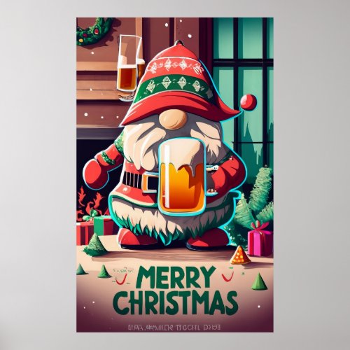 Merry Christmas gnomes drink Christmas drinks Poster