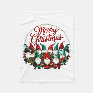 Merry Christmas Gnomes Fleece Blanket