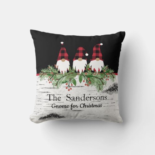 Merry  Christmas Gnomes Garland Throw Pillow