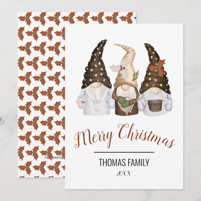 Merry Christmas Gnomes Holiday Card (Front/Back)