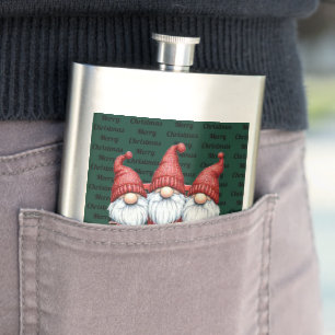 Merry Christmas Gnomes in Truck Flask