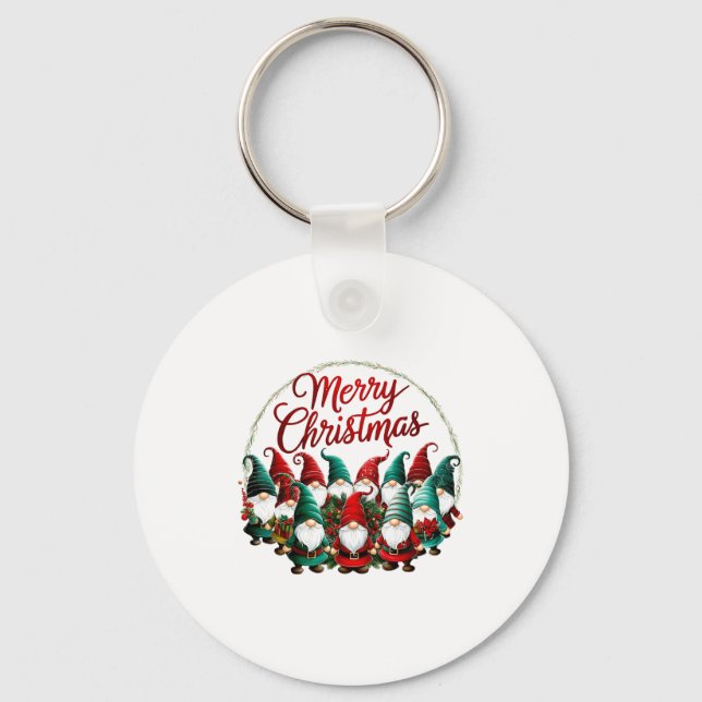 Merry Christmas Gnomes  Keychain (Front)