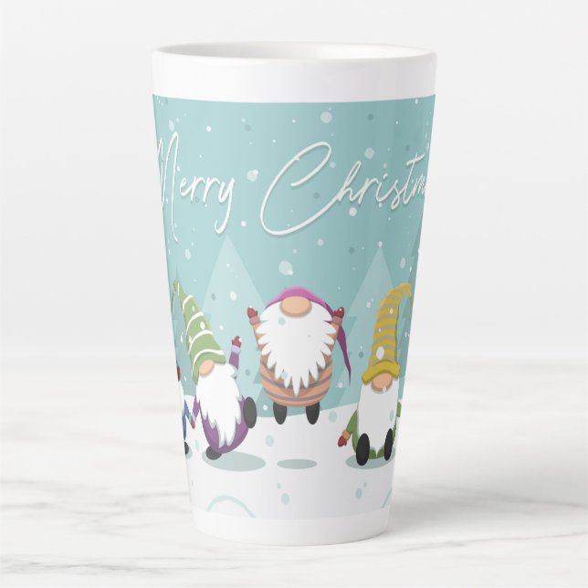Merry Christmas Gnomes Latte Mug (Front)