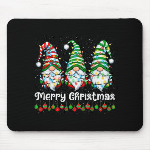 Merry Christmas Gnomes Light Family Gnome Xmas Mat Mouse Pad