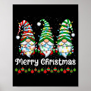 Merry Christmas Gnomes Light Family Gnome Xmas Mat Poster