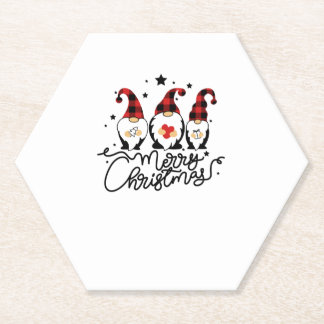 merry christmas gnomes paper coaster