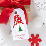 Merry Christmas Gnomes Personalized Gift Tags<br><div class="desc">Cute personalized holiday gift tags featuring two funny Scandinavian-style gnomes (one on each side) with a seasonal red,  green and gold hats. You can easily personalize the "Merry Christmas" greeting and your name at the bottom.</div>