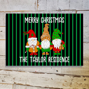 Merry Christmas Gnomes Personalized Outdoor Rug