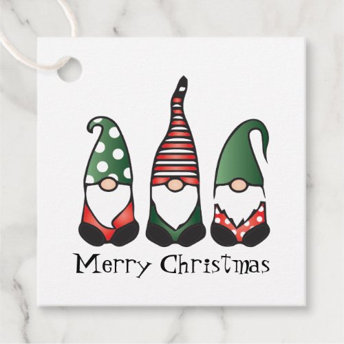 Merry Christmas Gnomes Red Favor Tags
