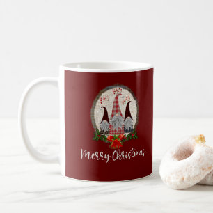 Merry Christmas Gnomes Rustic, Plaid, Trendy Coffee Mug
