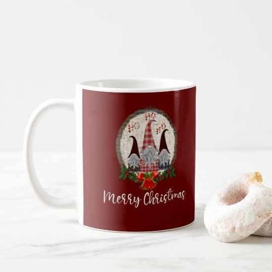 Merry Christmas Gnomes Rustic, Plaid, Trendy  Coffee Mug