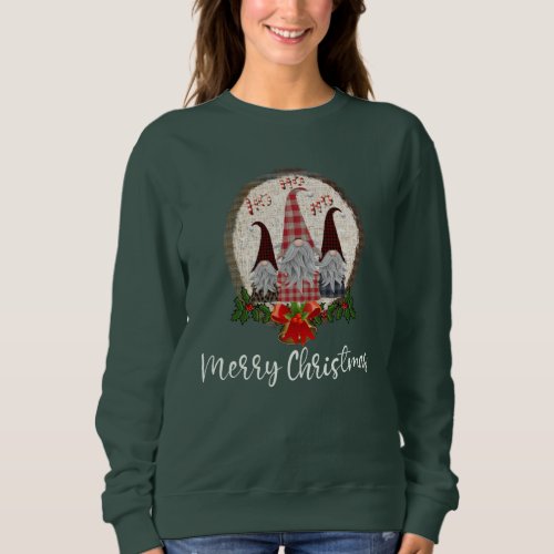Merry Christmas Gnomes Rustic Plaid Trendy Sweatshirt