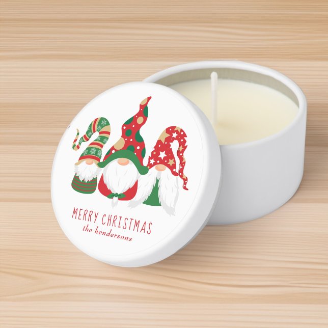 Merry Christmas Gnomes Stocking Stuffer Mini Candle Favors (Creator Uploaded)