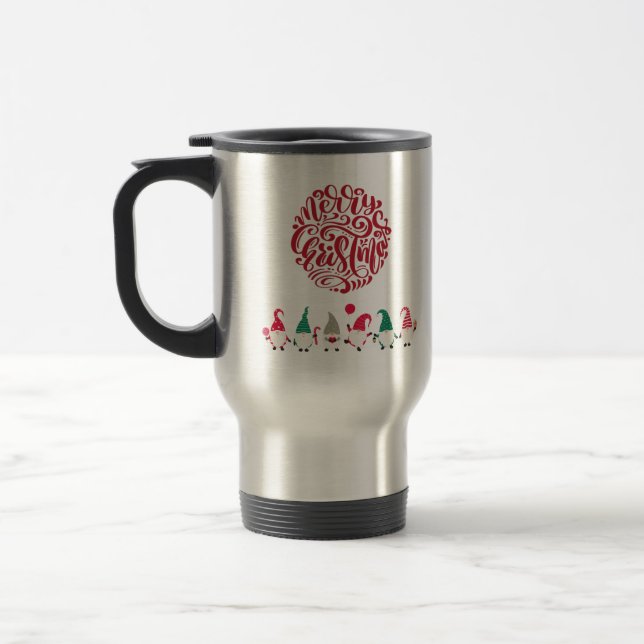 Merry christmas gnomes   travel mug (Left)