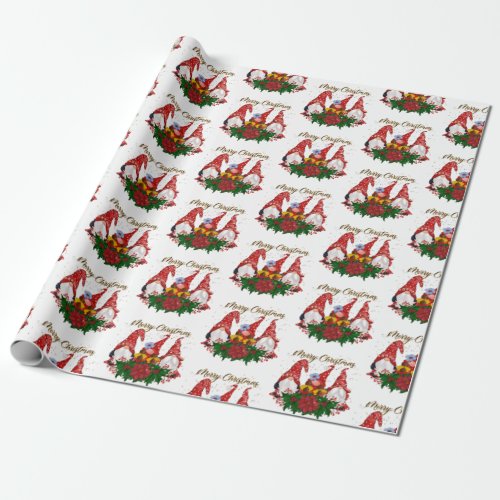 Merry Christmas Gnomes Trendy Cute Fun Holiday  Wrapping Paper