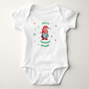 Merry Christmas Gnomie   Boy Gnome   Baby Bodysuit