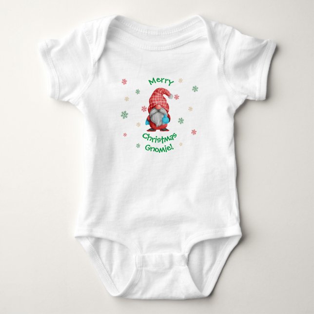   Merry Christmas Gnomie | Boy Gnome   Baby Bodysuit (Front)