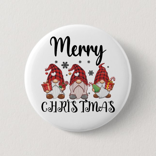 Merry Christmas Gnomies Christmas Gnomes  Button (Front)