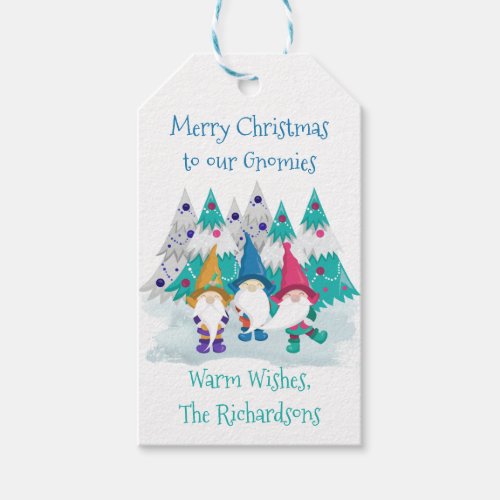 Merry Christmas Gnomies Cute Holiday Gnome Gift Tags
