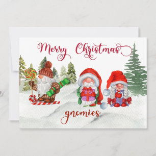 Merry Christmas Gnomies Gnome Holiday Card