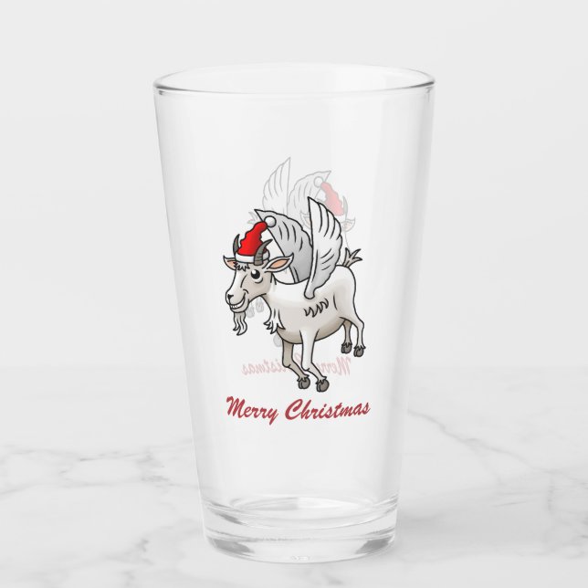 Merry Christmas Goat Glass (Front)