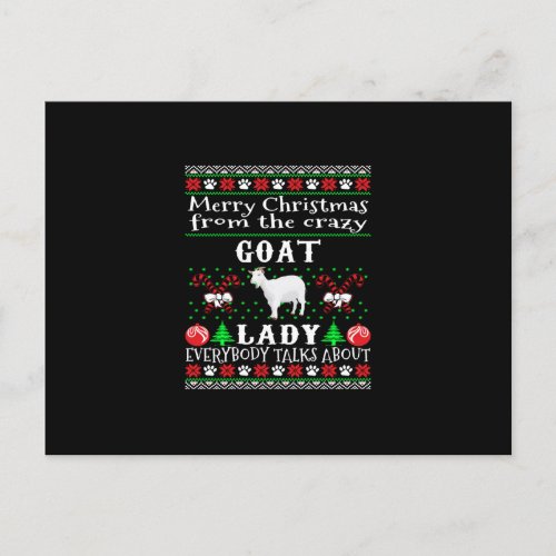 Merry Christmas Goat Lady Ugly Gift Announcement Postcard